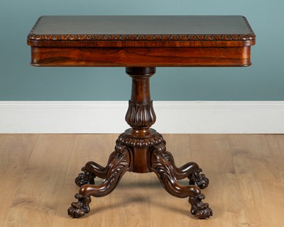 Lot 1368 - A William IV rosewood card table by Johnston & Jeanes
