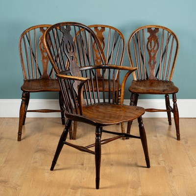 Lot 1074 - A set of four 19th century Windsor chairs