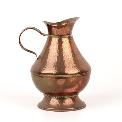 Lot 336 - Copper jug 18th/19th Century, of shaped form,...