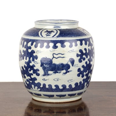 Lot 26 - Blue and white jar Chinese, 18th/19th Century...