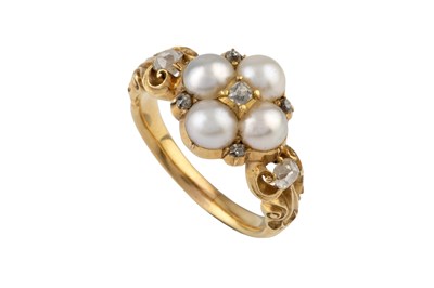 Lot 55 - A 19th century half pearl and diamond ring,...
