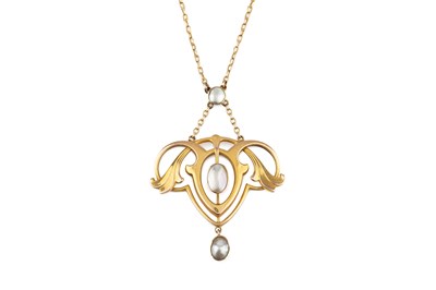 Lot 249 - An Arts and Crafts blister pearl pendant...