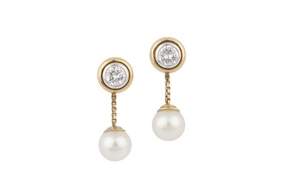Lot 217 - A pair of cultured pearl and diamond 'day and...