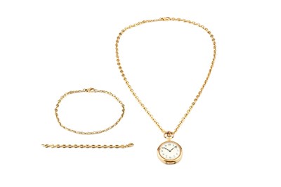 Lot 333 - An open face fob watch, the white enamel dial...