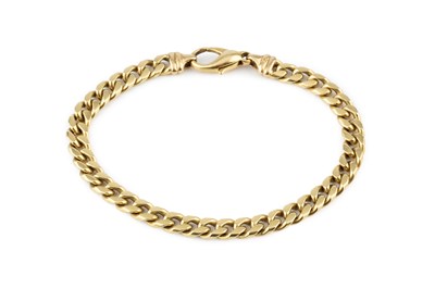 Lot 3 - A curb-link bracelet, stamped '750', length 19....