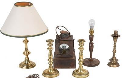Lot 1389 - A collection of candlesticks and table lamps