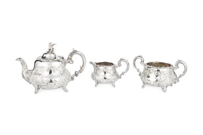 Lot 752 - A mid-Victorian silver three piece tea service,...