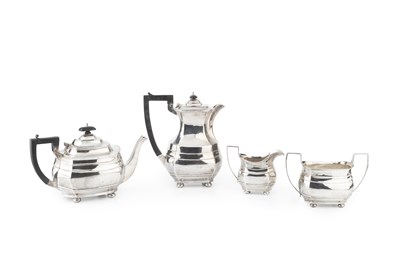 Lot 760 - A George V silver three piece tea service, of...
