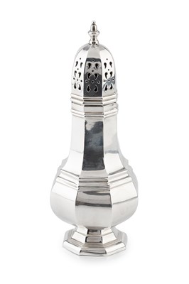 Lot 763 - A Maltese silver sugar caster, of hexagonally...