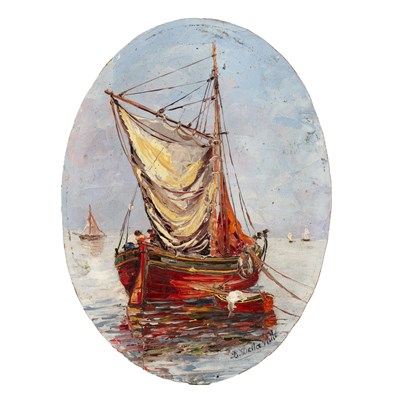 Lot 141 - Blanche Della Valle Fisher folk at sea, signed...