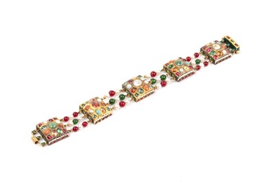 Lot Gem set and stone set panel bracelet Indian,...