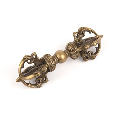 Lot Gilded bronze ceremonial vajra or dorje...