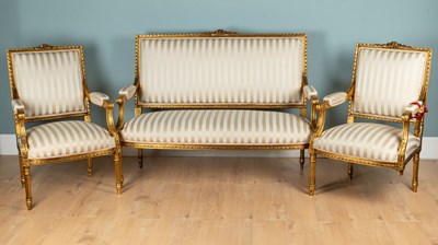 Lot 54 - A suite of French-style salon furniture