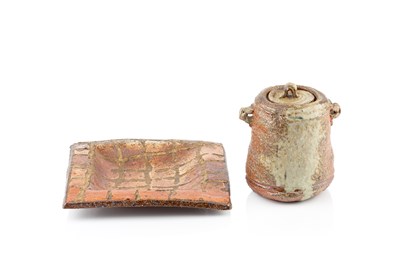 Lot 421 - Ben Fosker (b.1960) Square dish and pot with...