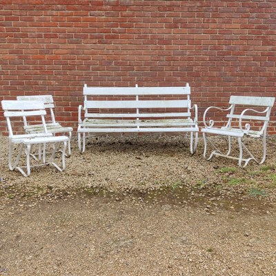Lot 1415 - A suite of white-painted garden seating