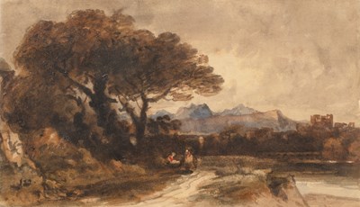 Lot 181 - John Varley (1778-1842) Travellers overlooking...
