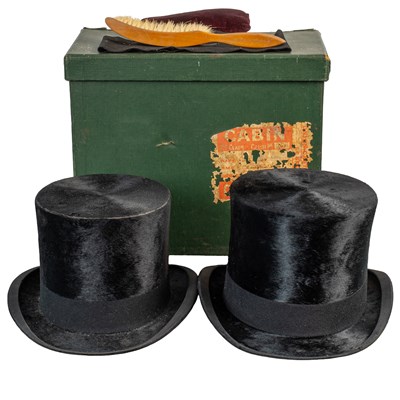 Lot 403 - Two old silk top hats