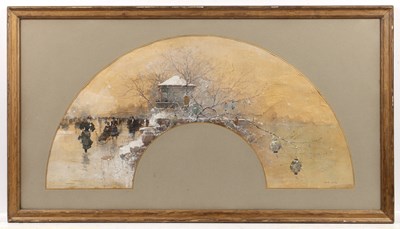 Lot 219 - Luigi Loir (1845-1916) Winter street scene,...