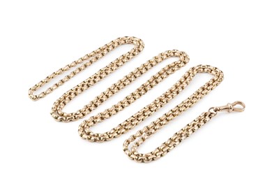 Lot 40 - A faceted belcher-link long chain, with swivel...