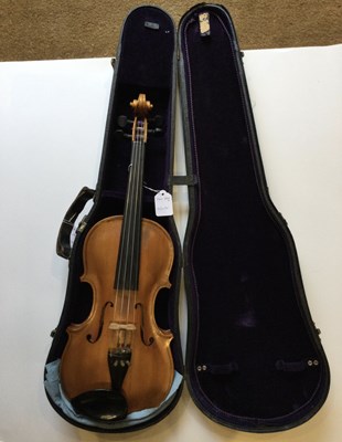 Lot 116A - A modern violin, with two-piece back, light...