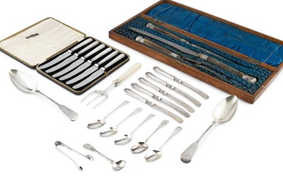 Lot 768 - A pair of George III silver fiddle pattern...