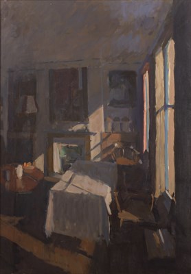 Lot 252 - David Woodford (b.1938) Interior with Table...