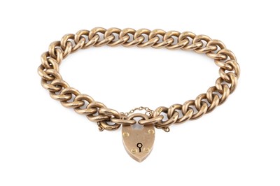 Lot 398 - A curb-link bracelet, with padlock clasp,...