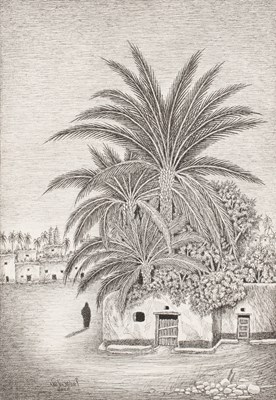 Lot 184 - Usama Nashed (b.1962) Figure and palm tree,...