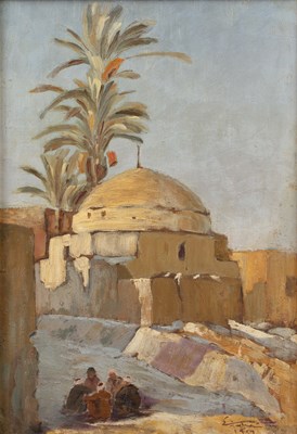 Lot 187 - Shaaban Zaki (1899-1968) The Mausoleum, signed...