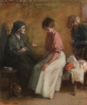 Lot 191 - Jozsef Balint (1886-1957) Interior with seated...