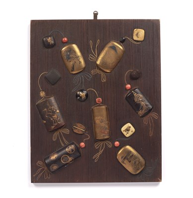 Lot Original display panel of seven lacquer inros...