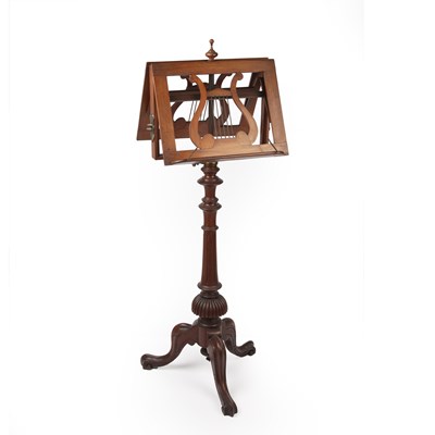 Lot 105 - A Victorian walnut duet stand, with lyre...