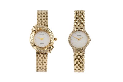 Lot 289 - Two diamond set bracelet watches, the first...
