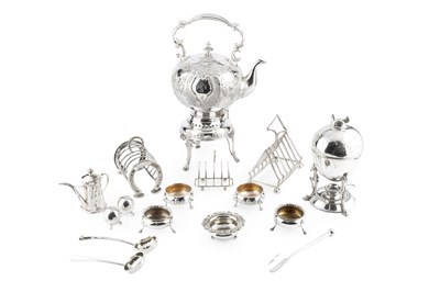 Lot 754 - A late Victorian silver plated egg stand,...