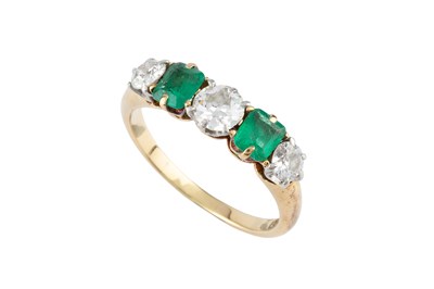 Lot 34 - An emerald and diamond five stone ring,...