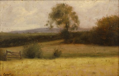 Lot 303 - Follower of Corot Landscape view across a...