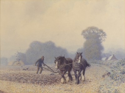 Lot 444 - Stanley Anderson (1884-1966) Ploughing in the...