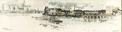 Lot 451 - Ray Evans (1920-2008) The Thames from Wapping...