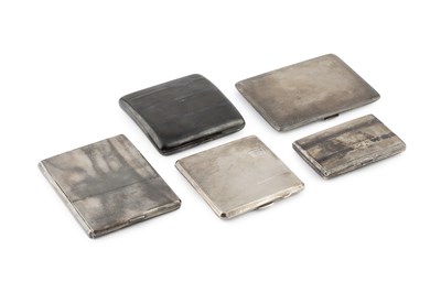 Lot 803 - A collection of five silver cigarette cases,...