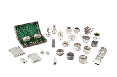 Lot 805 - A collection of silver, comprising a pair of...