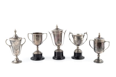 Lot 806 - A silver twin handled trophy cup and cover, by...