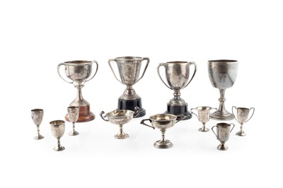 Lot 807 - A silver twin handled trophy cup, by Adie Bros,...