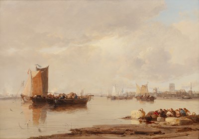 Lot 297 - James Webb (1825-1895) 'A Calm Morning off...