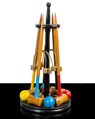 Lot 1326 - A miniature or table croquet set