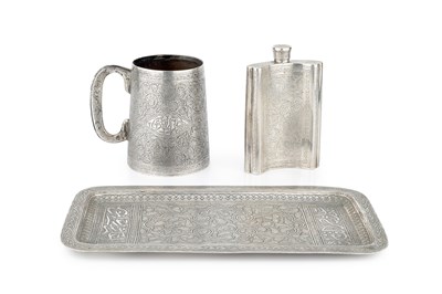 Lot 819 - An Egyptian silver mug, of tapered cylindrical...