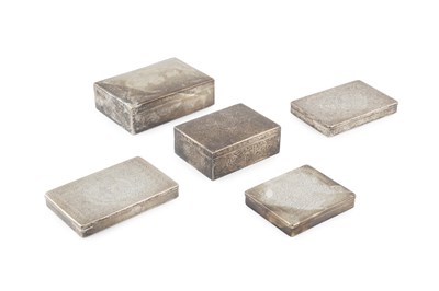 Lot 822 - Three Egyptian silver rectangular cigarette...