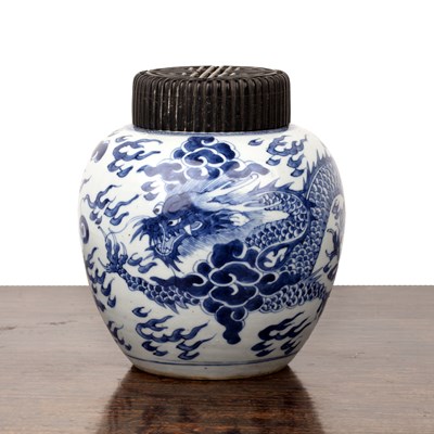 Lot 1 - Blue and white porcelain ginger jar Chinese,...