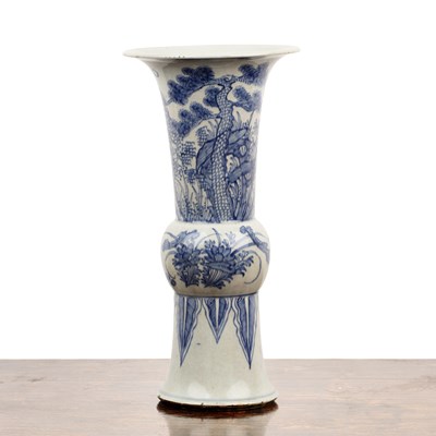 Lot 6 - Blue and white Gu-shaped vase Chinese, 19th...