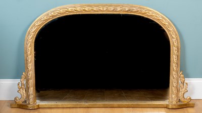 Lot 325 - A gold-framed overmantel mirror