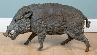 Lot 1060 - A bronze sculpture of a boar
